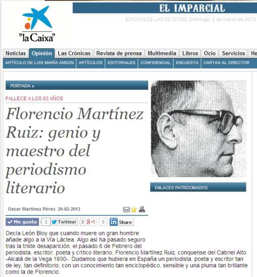 El Imparcial sobre Florencio Martínez Ruiz