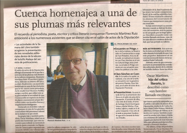 Homenaje Florencio Martínez Ruiz en la Tribuna de Cuenca